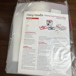 New Mary Maxim Playing Card Coasters & Box Kit Plastic Canvas Needlepoint Yarn